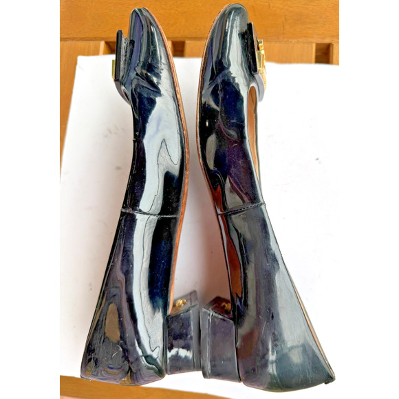 Tory burch Gigi Black Patent Leather flat slip on Pumps US 7 M logo classic - Picture 8 of 12